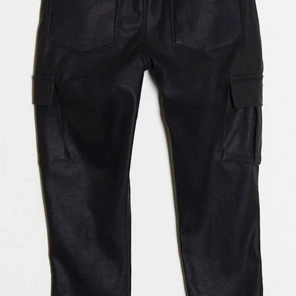 ASOS Design Skinny Faux Leather Jeans Cargo Pants 30x30 Black